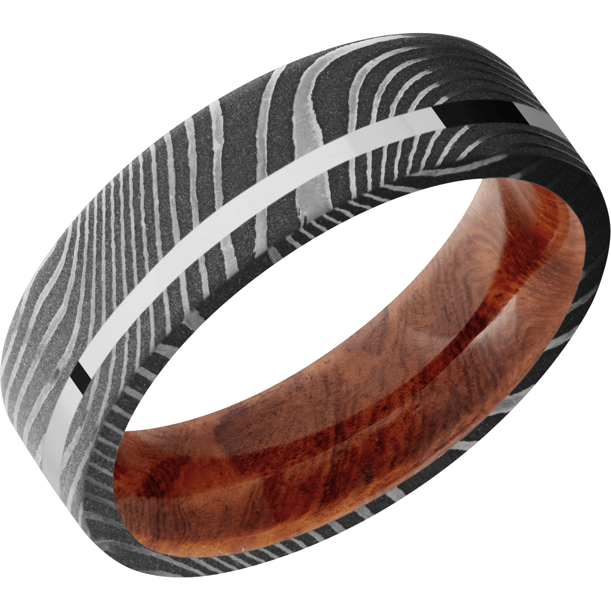 Hardwood Wedding Band With Polish & Acid Finish