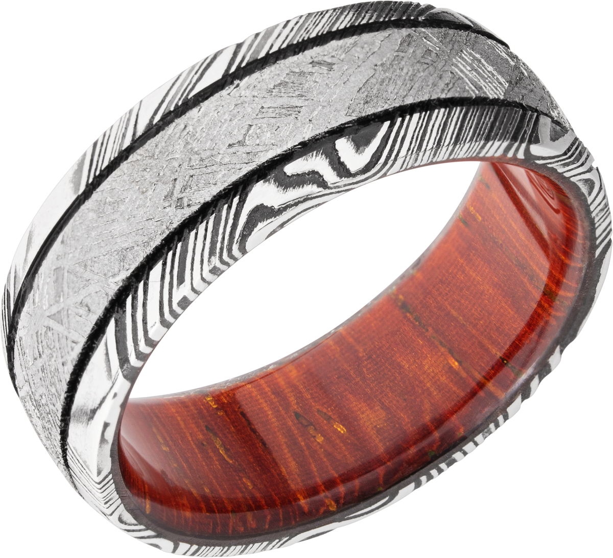 lashbrook hw handmade 8mm damascus steel domed band