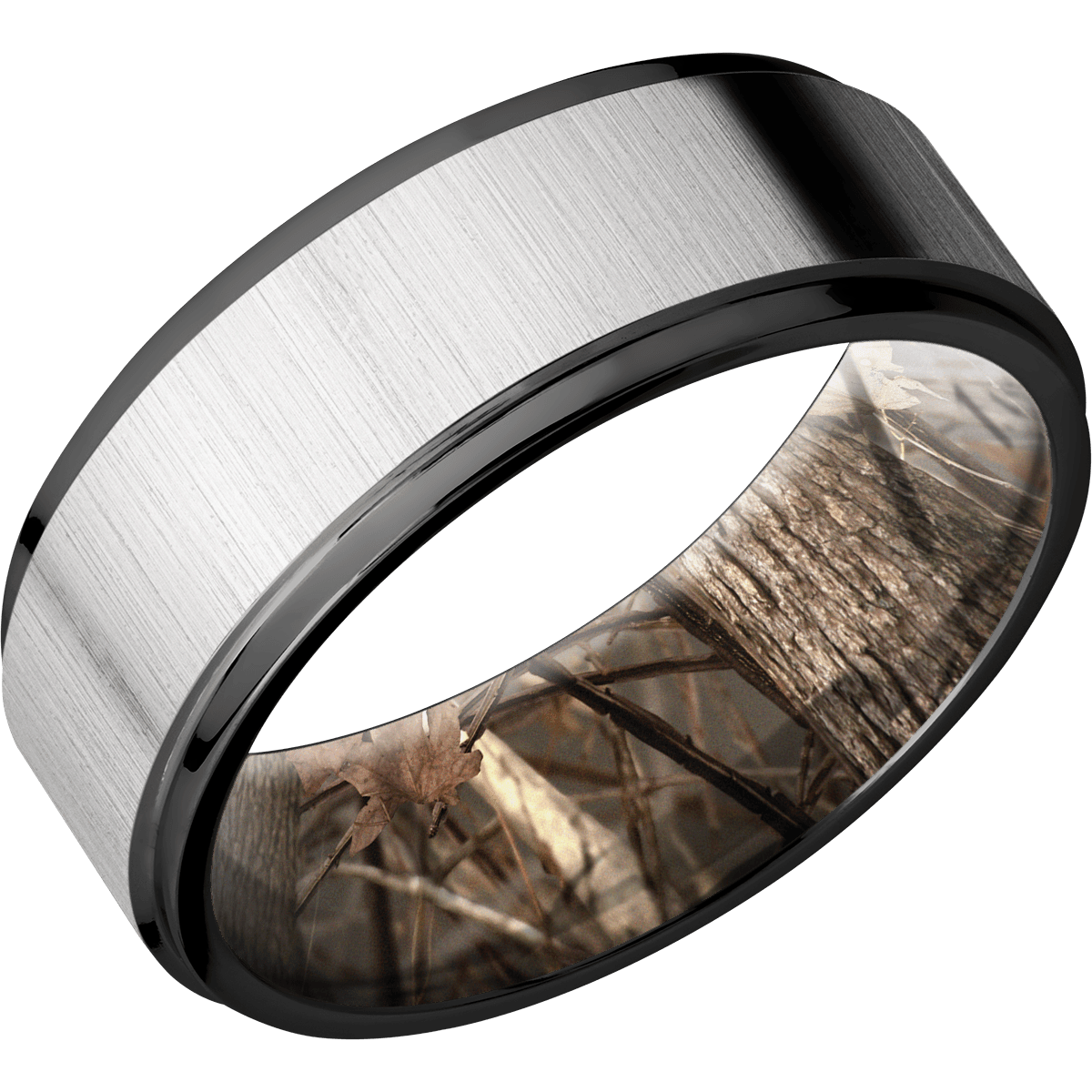 Zirconium Wedding Band With Cross Satin Silver & Polish Finish