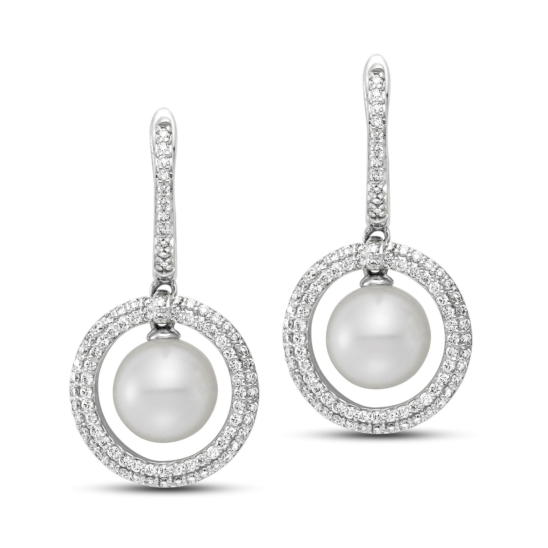 pavé halo drop earrings