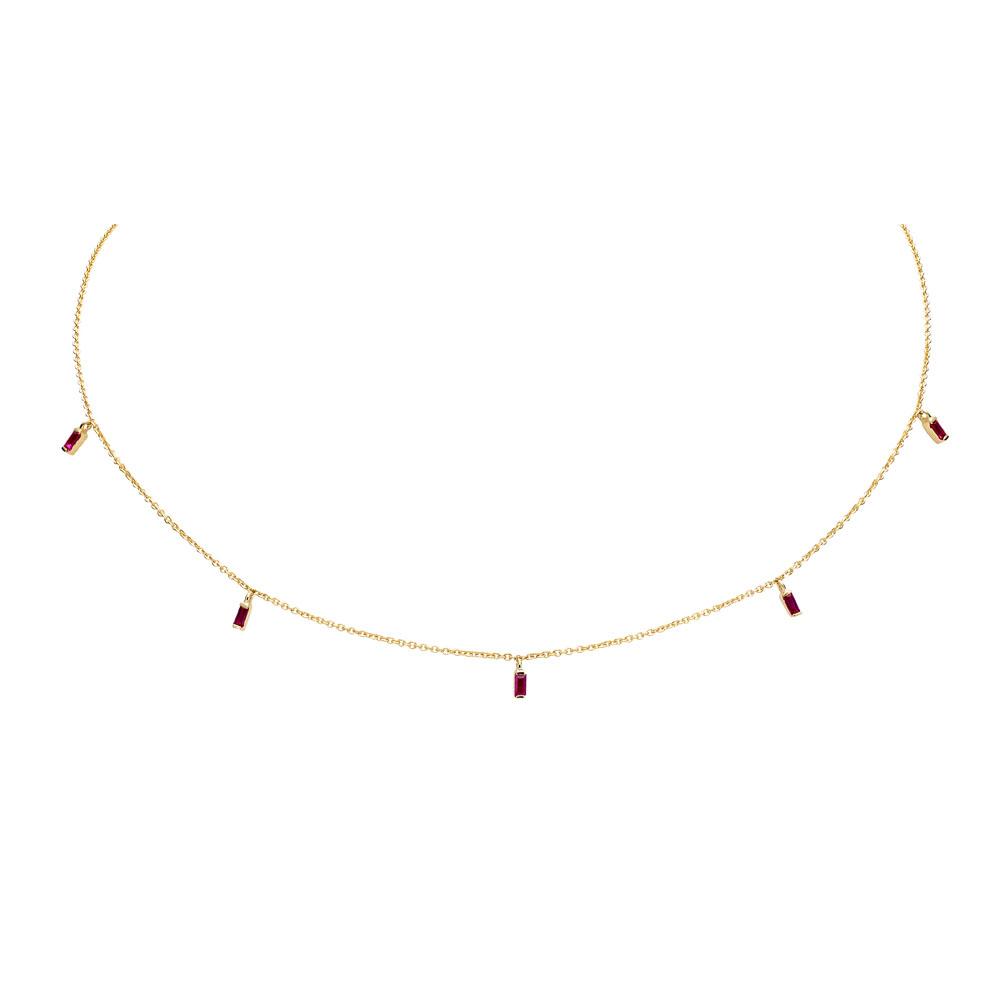 n4762 kc design floating baguette ruby necklace set in 14 kt. gold