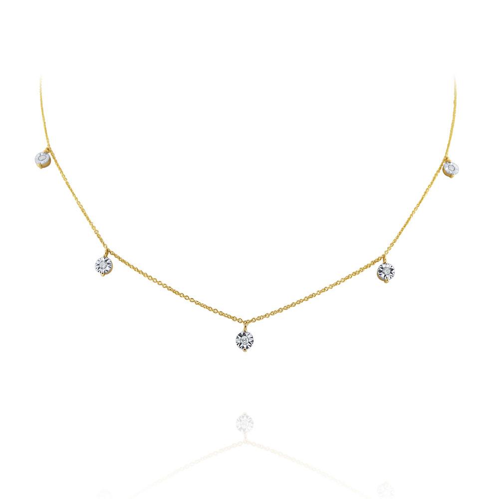 n5010 kc design hanging diamond station necklace set in 14 kt. gold