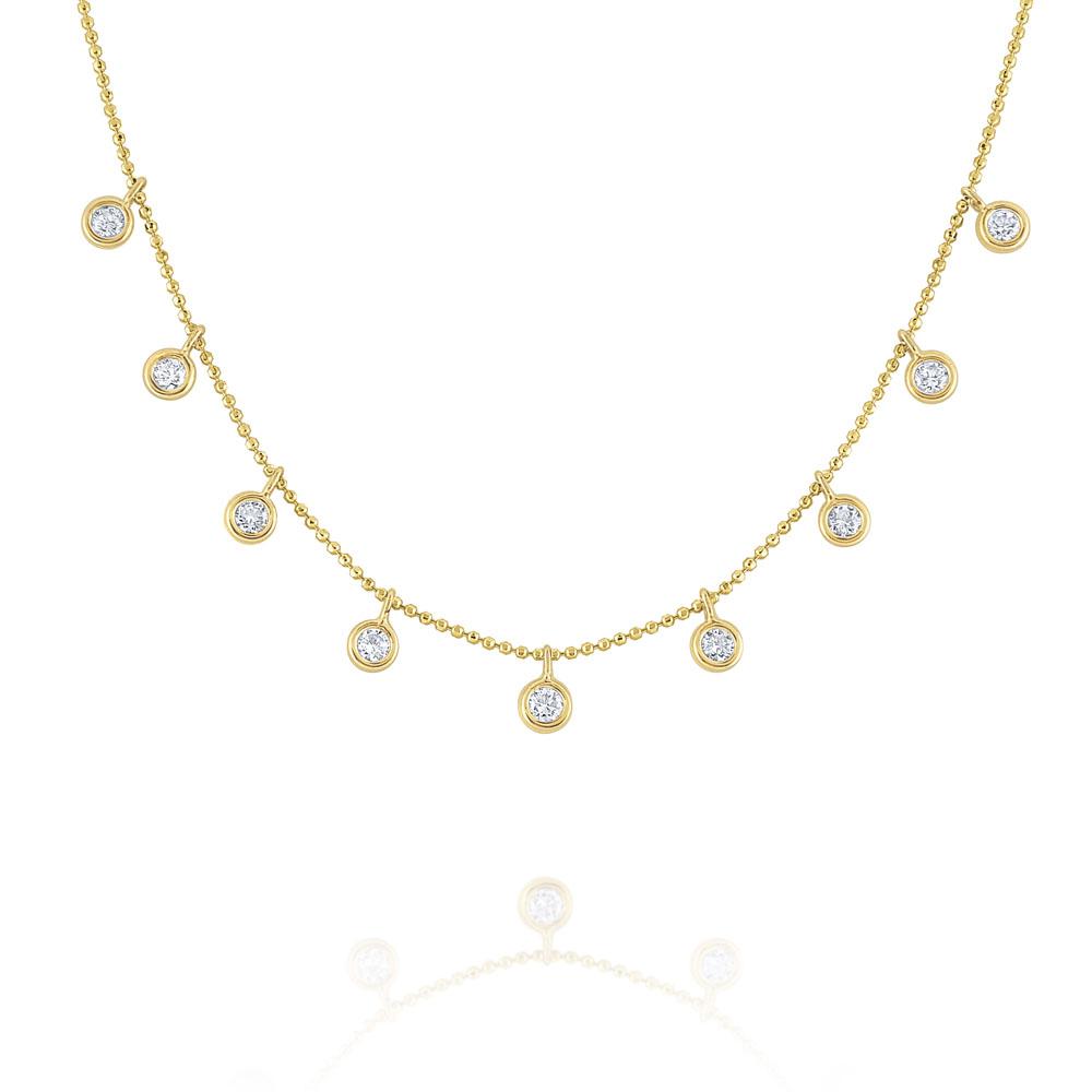 n5869 kc design floating round diamond station necklace set in 14 kt. gold