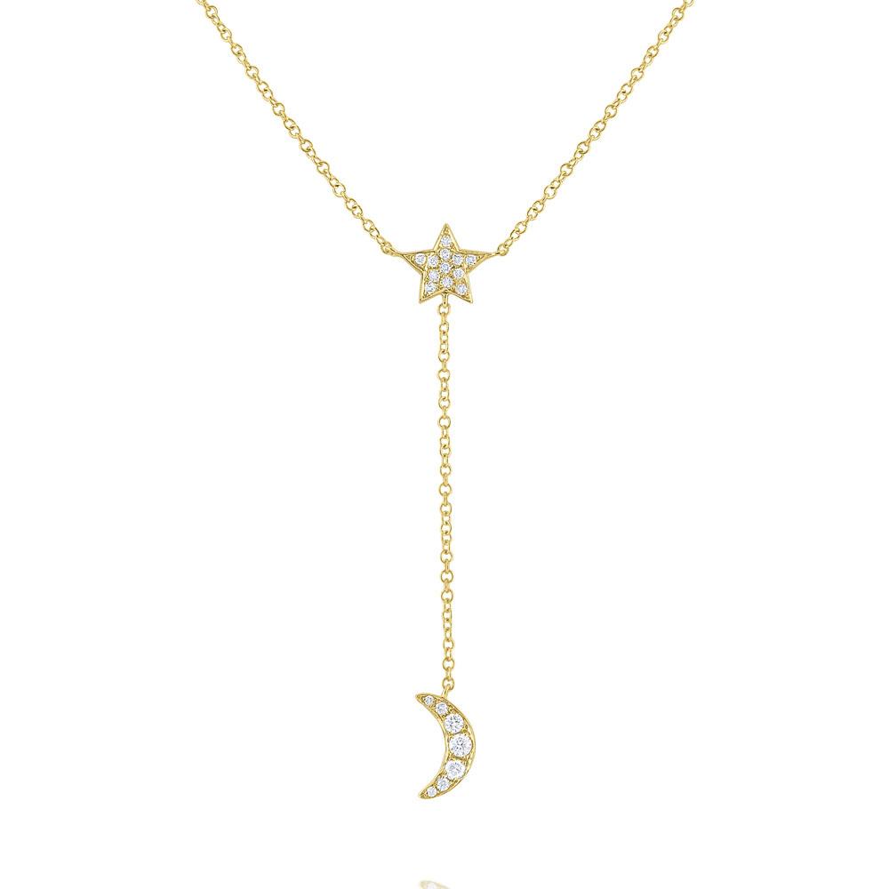 n6081 kc design diamond star & moon lariat necklace set in 14 kt. gold