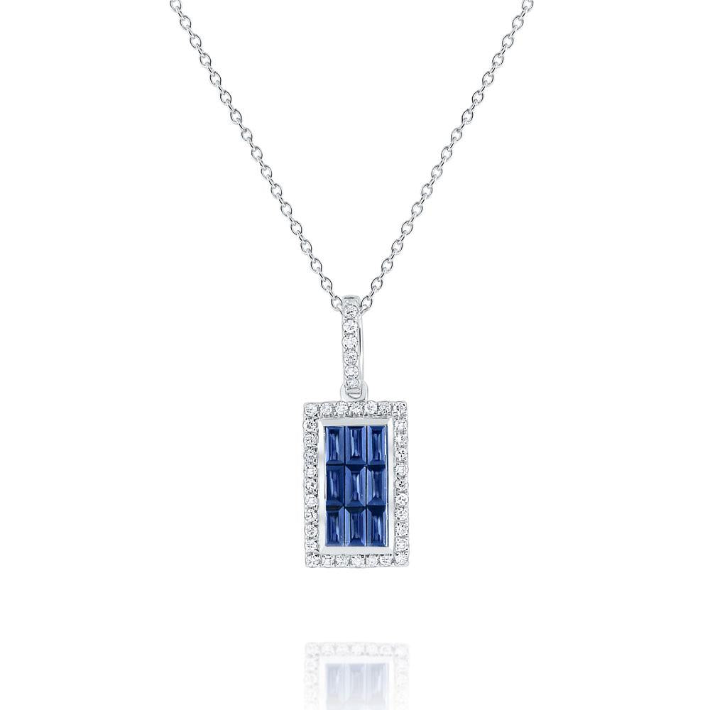 n6156 kc design sapphire & diamond rectangular pendant set in 14 kt. gold