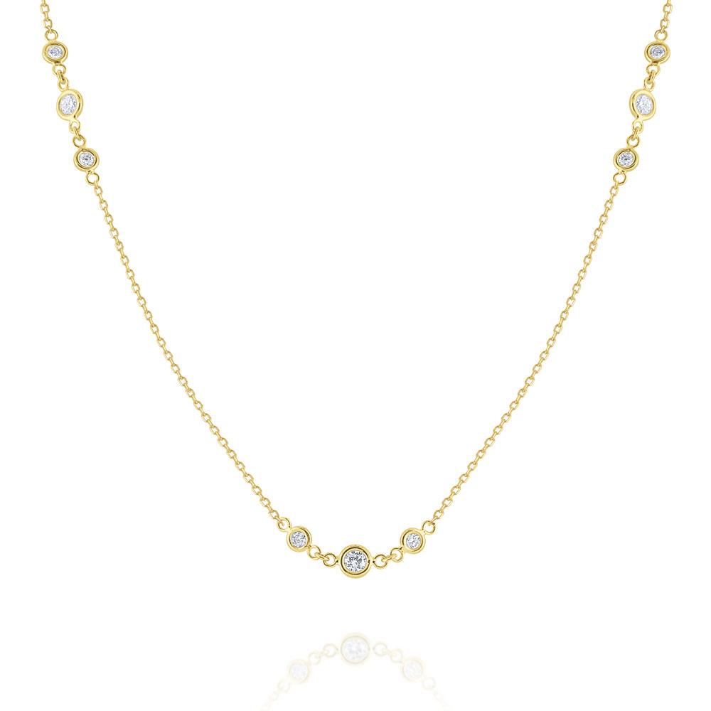 n6173 kc design triple diamond by the yard station necklace set in 14 kt. gold