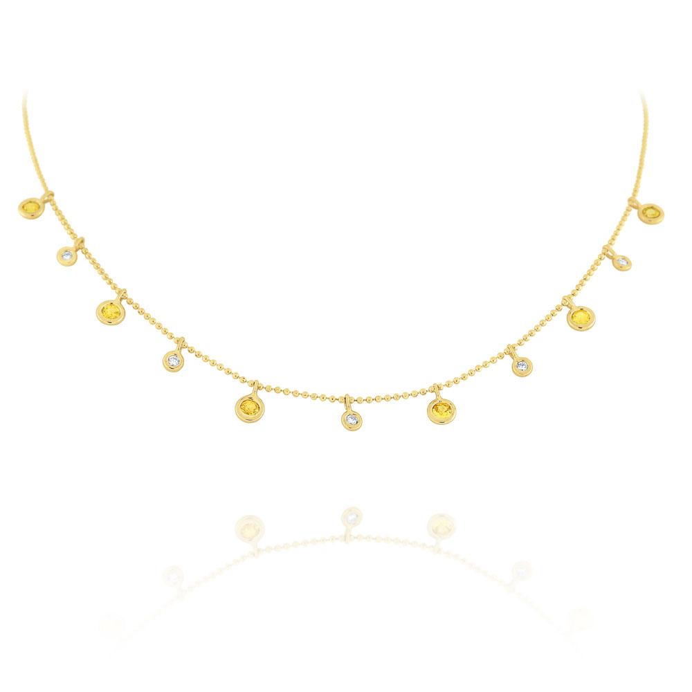 n6427 kc design diamond & yellow sapphire dew drop necklace set in 14 kt. gold