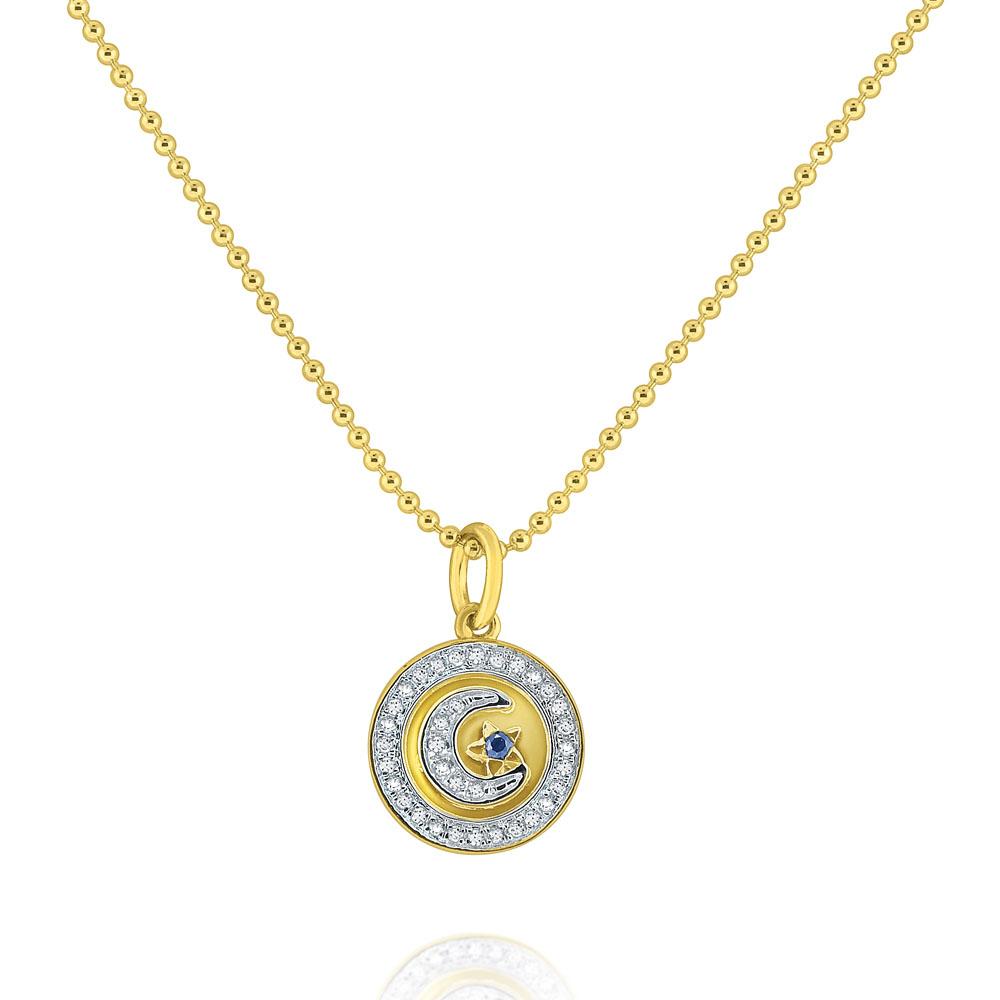 n7777 kc design mini medallion moon and star necklace