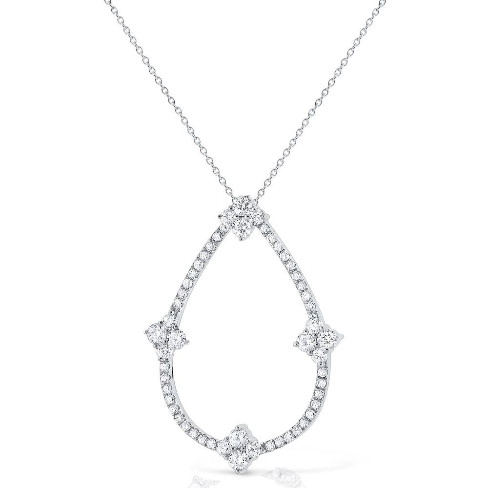 n7781 kc design 14k gold and diamond open pear necklace