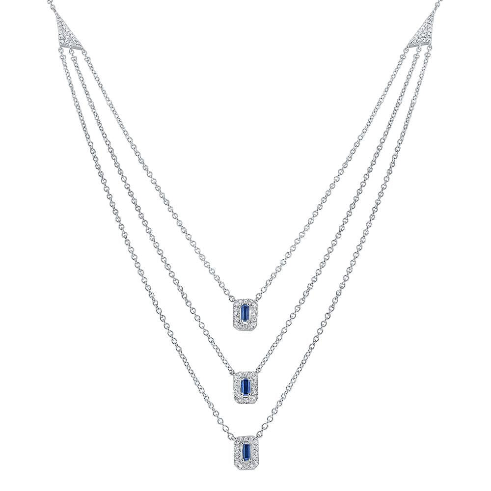 n7850 kc design triple strand baguette sapphire and diamond necklace