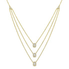 n7852 kc design triple strand round and baguette diamond necklace