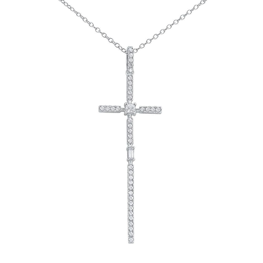 n7853 kc design 14k gold and diamond elongated cross