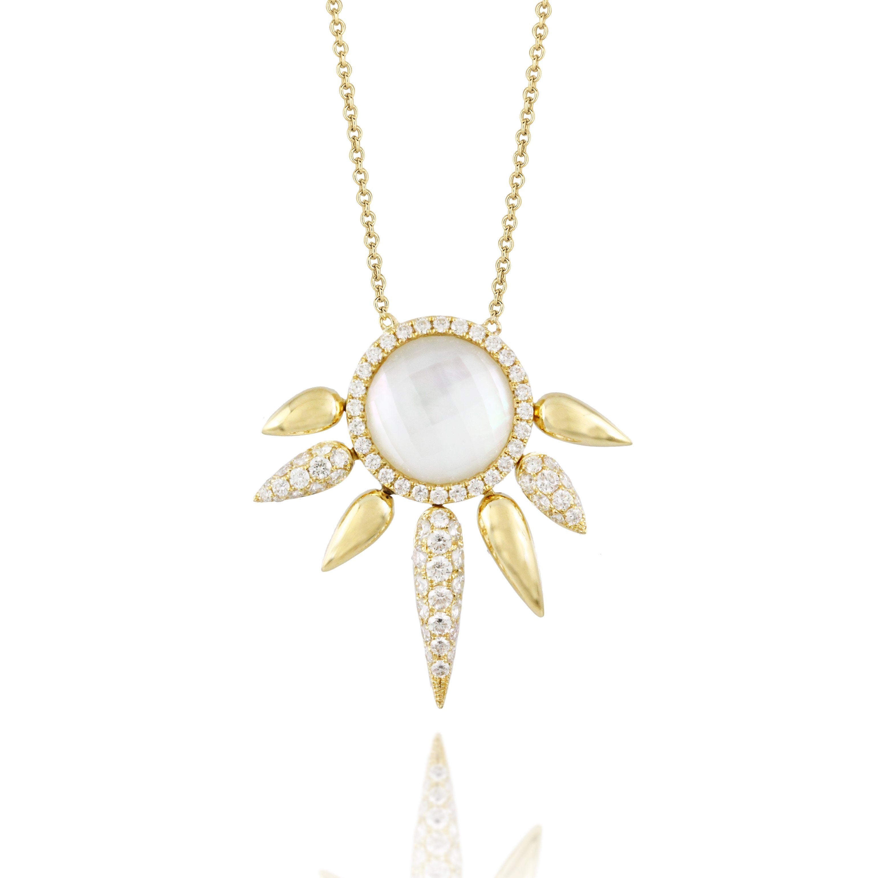 doves white orchid collection 18k yellow gold diamond necklace N8666WMP