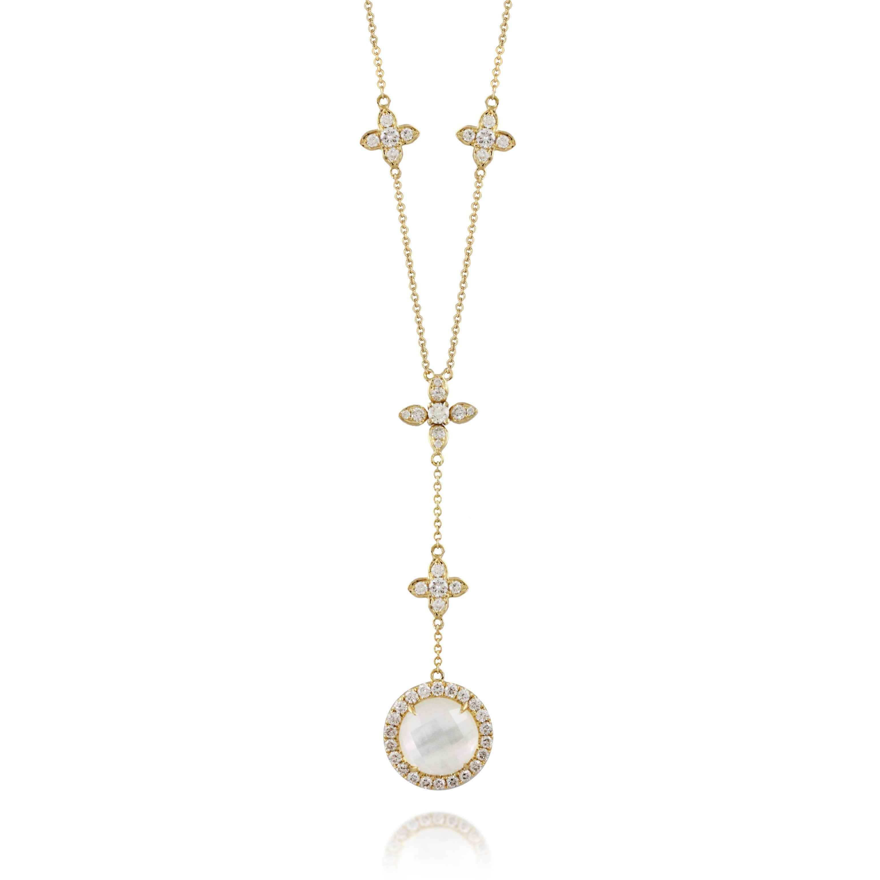 doves white orchid collection 18k yellow gold diamond necklace N8879WMP