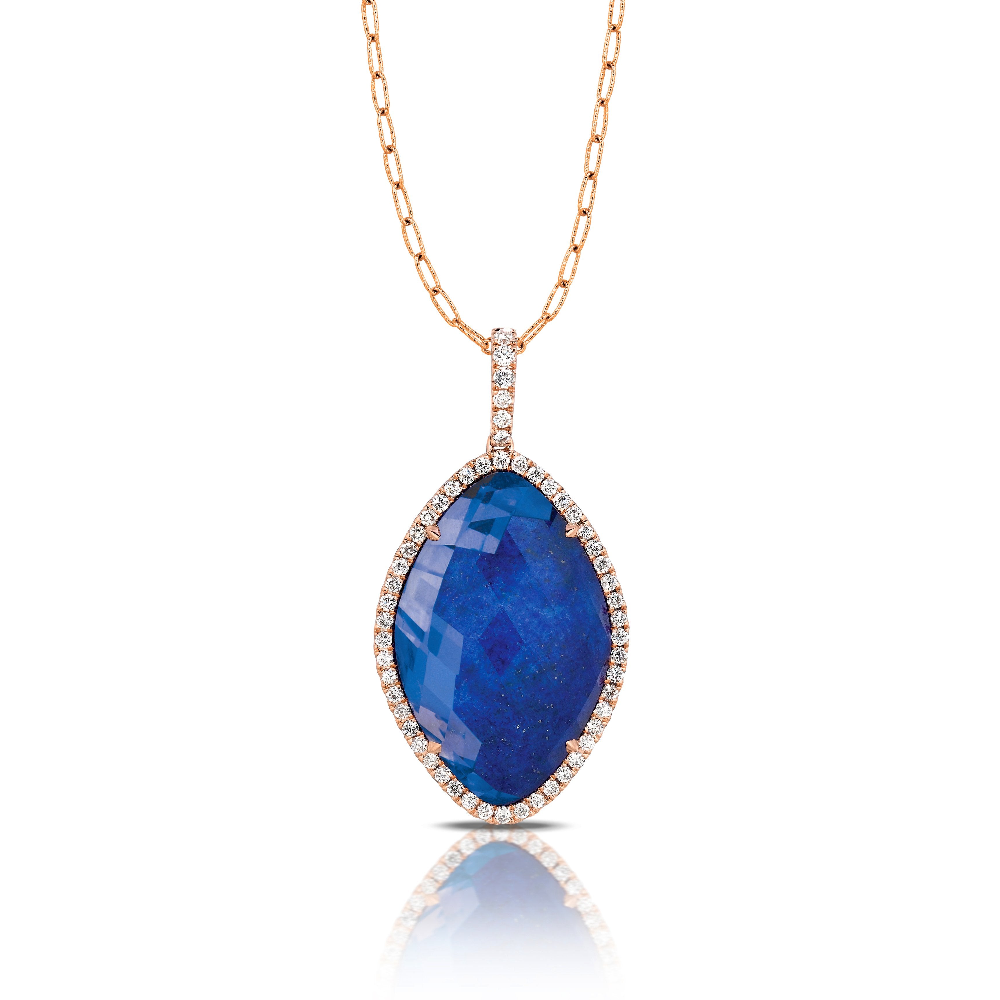 doves royal lapis collection 18k rose gold diamond pendant P5915LP