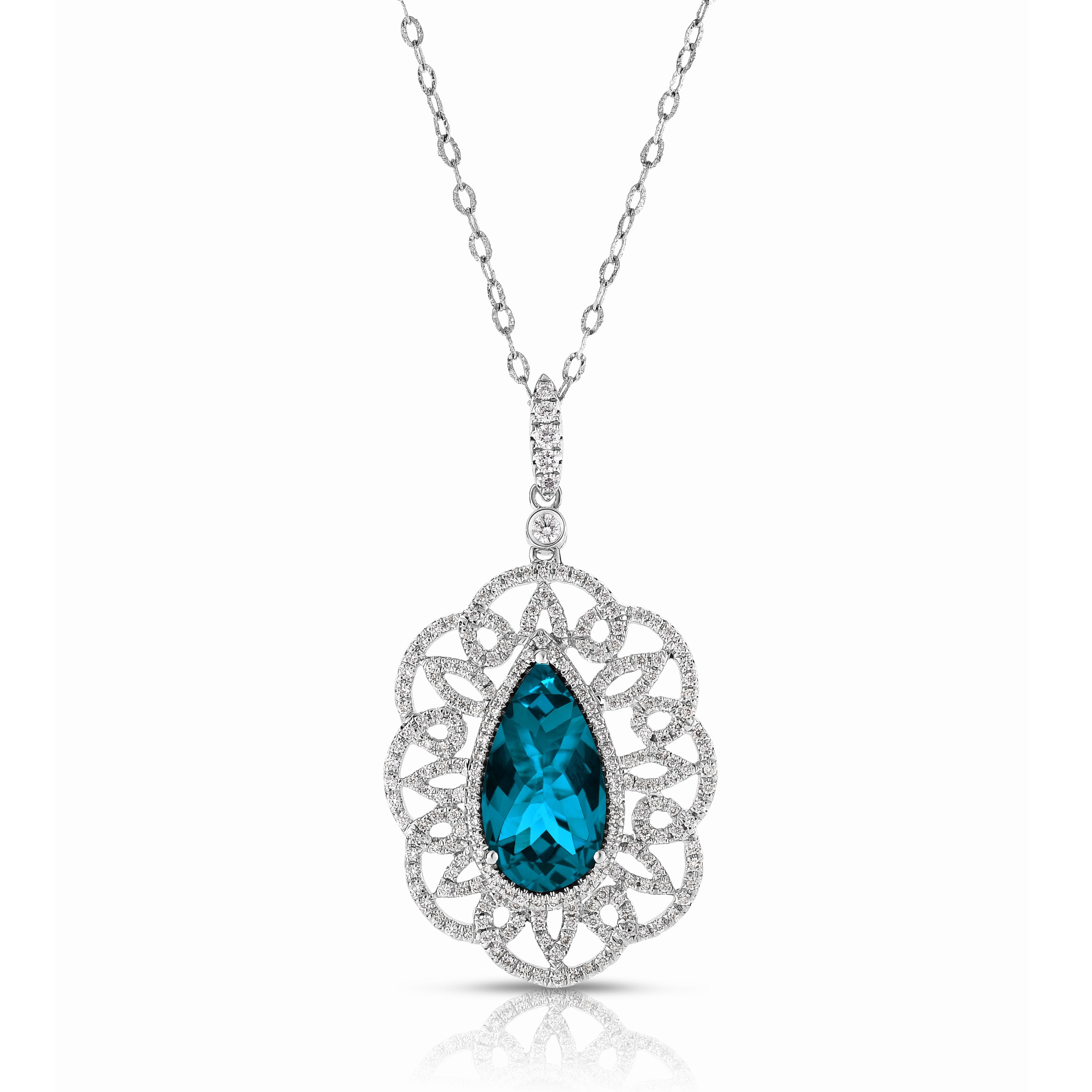 doves london blue collection 18k white gold diamond pendant P7982LBT