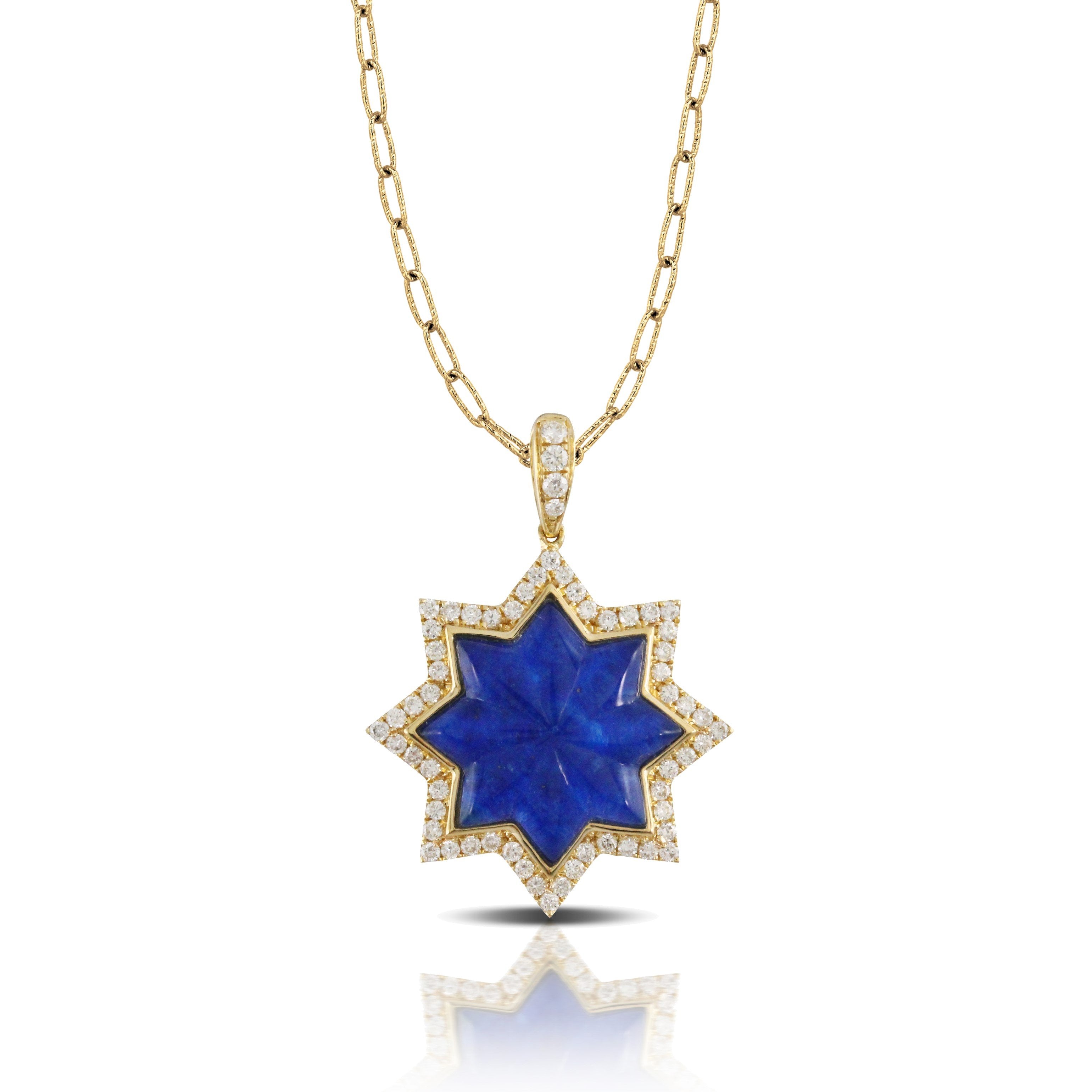 doves royal lapis collection 18k yellow gold diamond pendant P8199LP