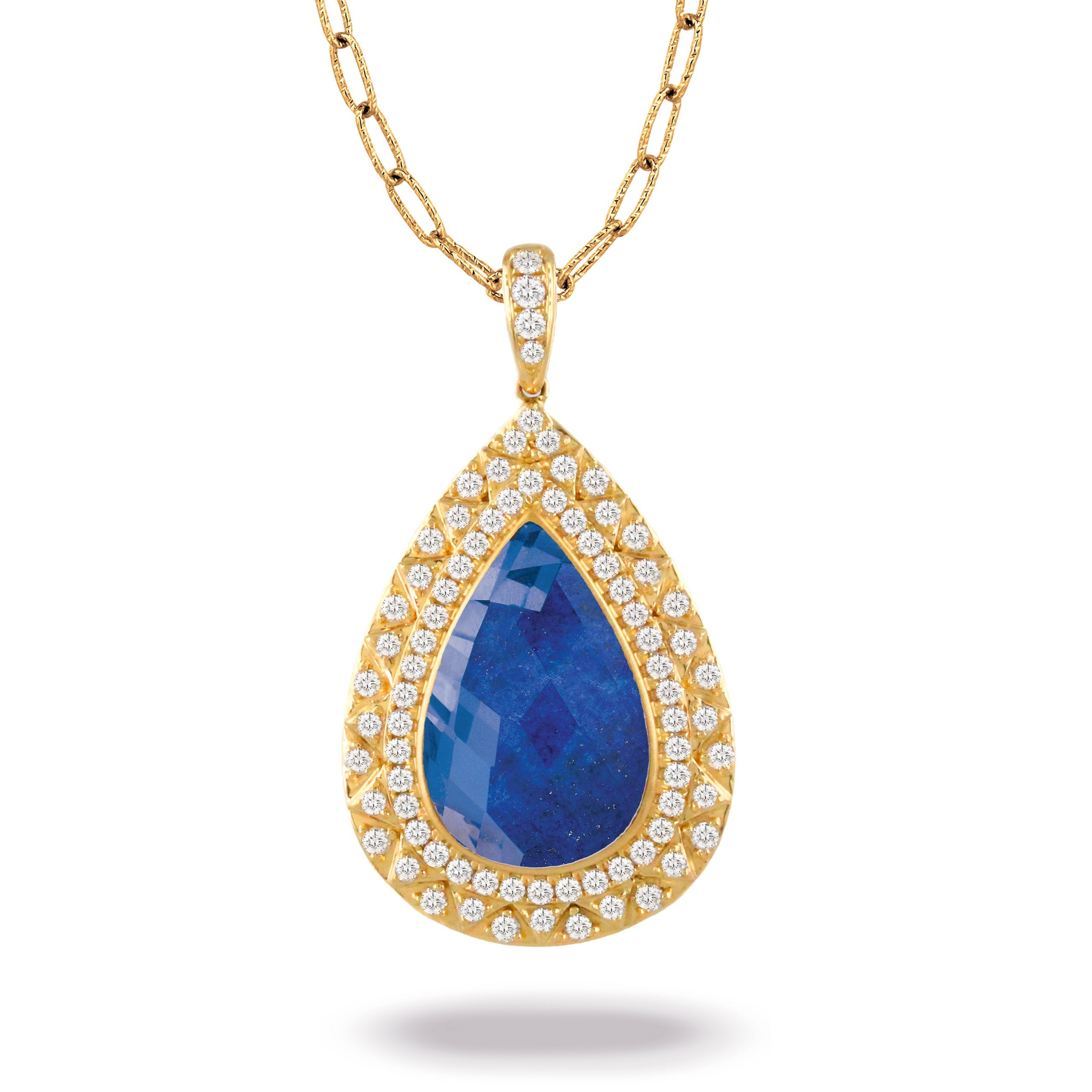 doves royal lapis collection 18k yellow gold diamond pendant P8977LP