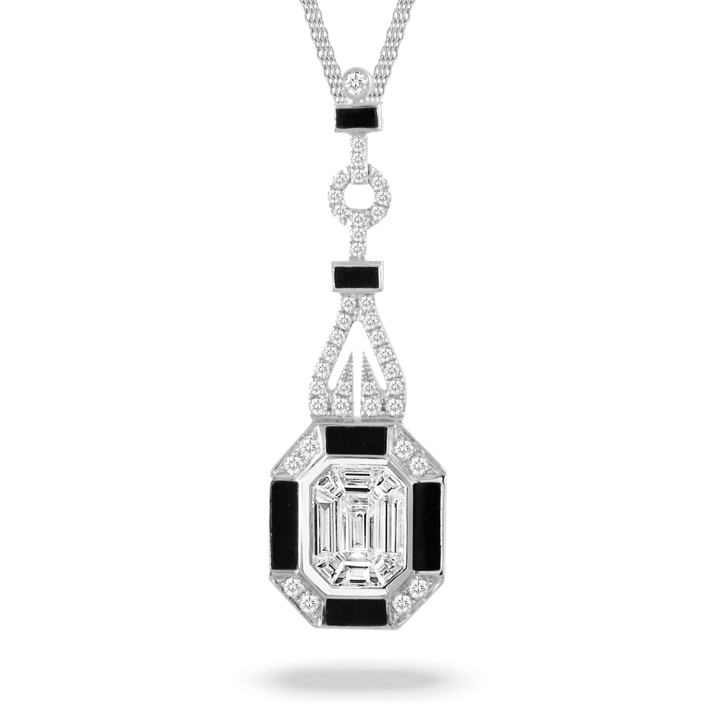 doves mondrian collection 18k white gold invisible set diamond pendant P9173BO
