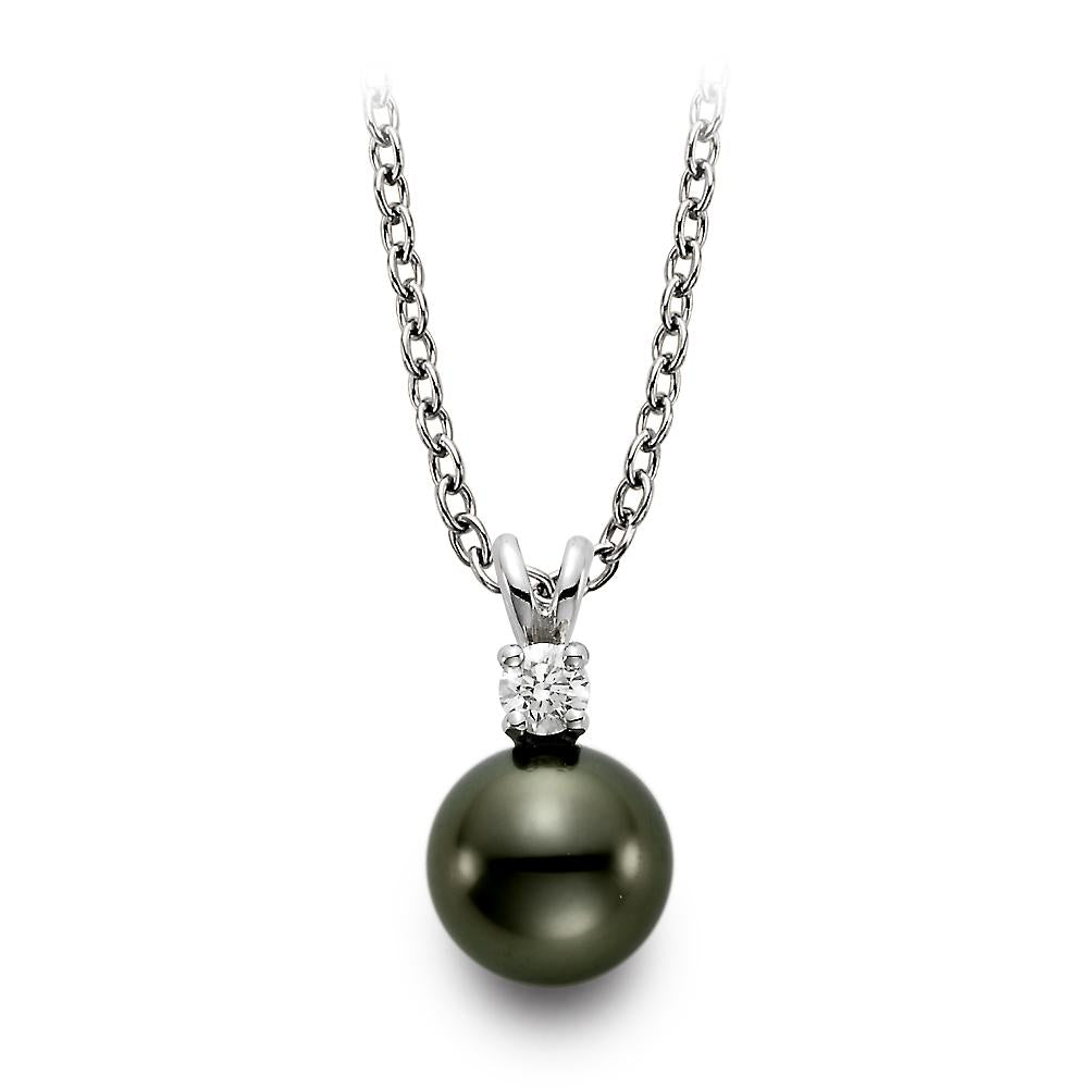 8mm tahitian pearl & diamond pendant