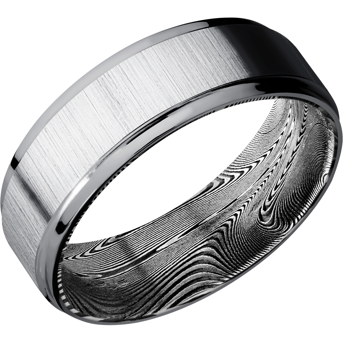 Tantalum Wedding Band With Cross Satin & Polish Finish