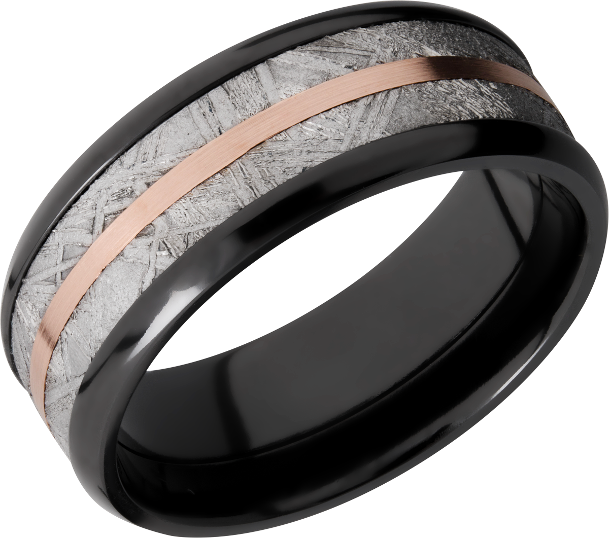 lashbrook meteorite zirconium 8mm beveled band