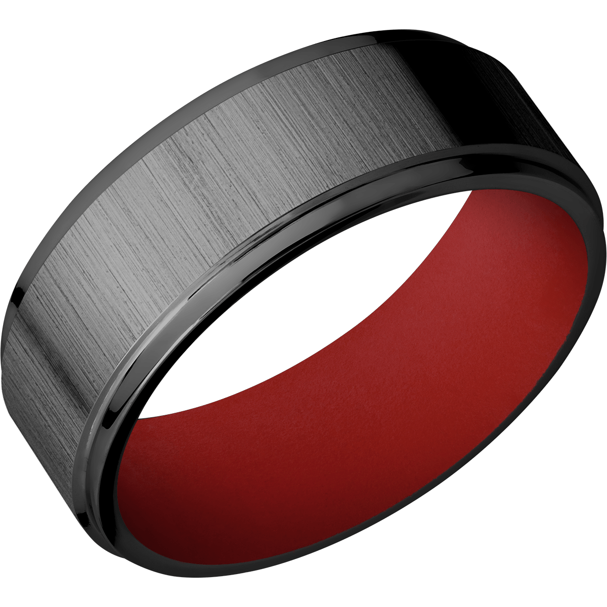 Zirconium Wedding Band With Cross Satin Black & Polish Finish