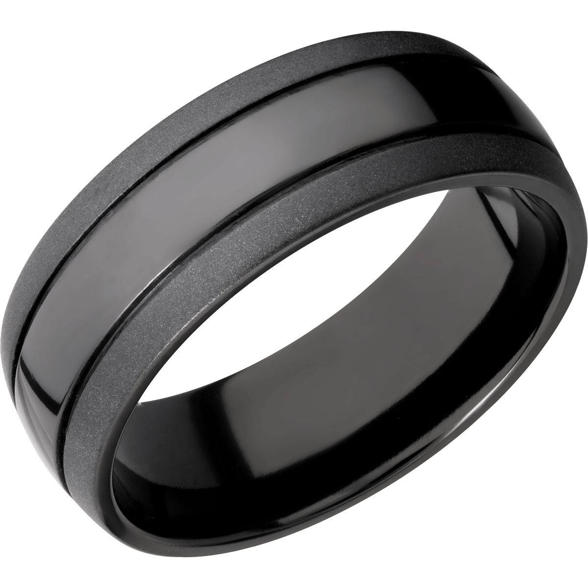 Zirconium Wedding Band With Polish & Bead Finish