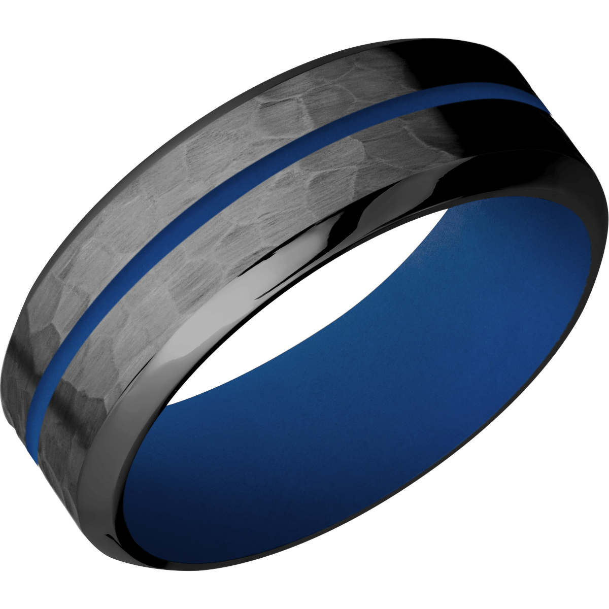 Zirconium Wedding Band With Hammer & Polish Finish