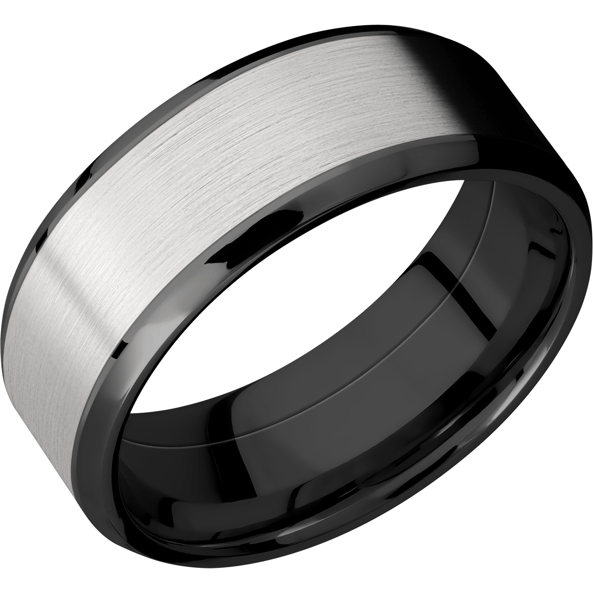 Zirconium Wedding Band With Satin & Polish Finish