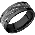 Damascus Wedding Band With Acid & Polish Finish