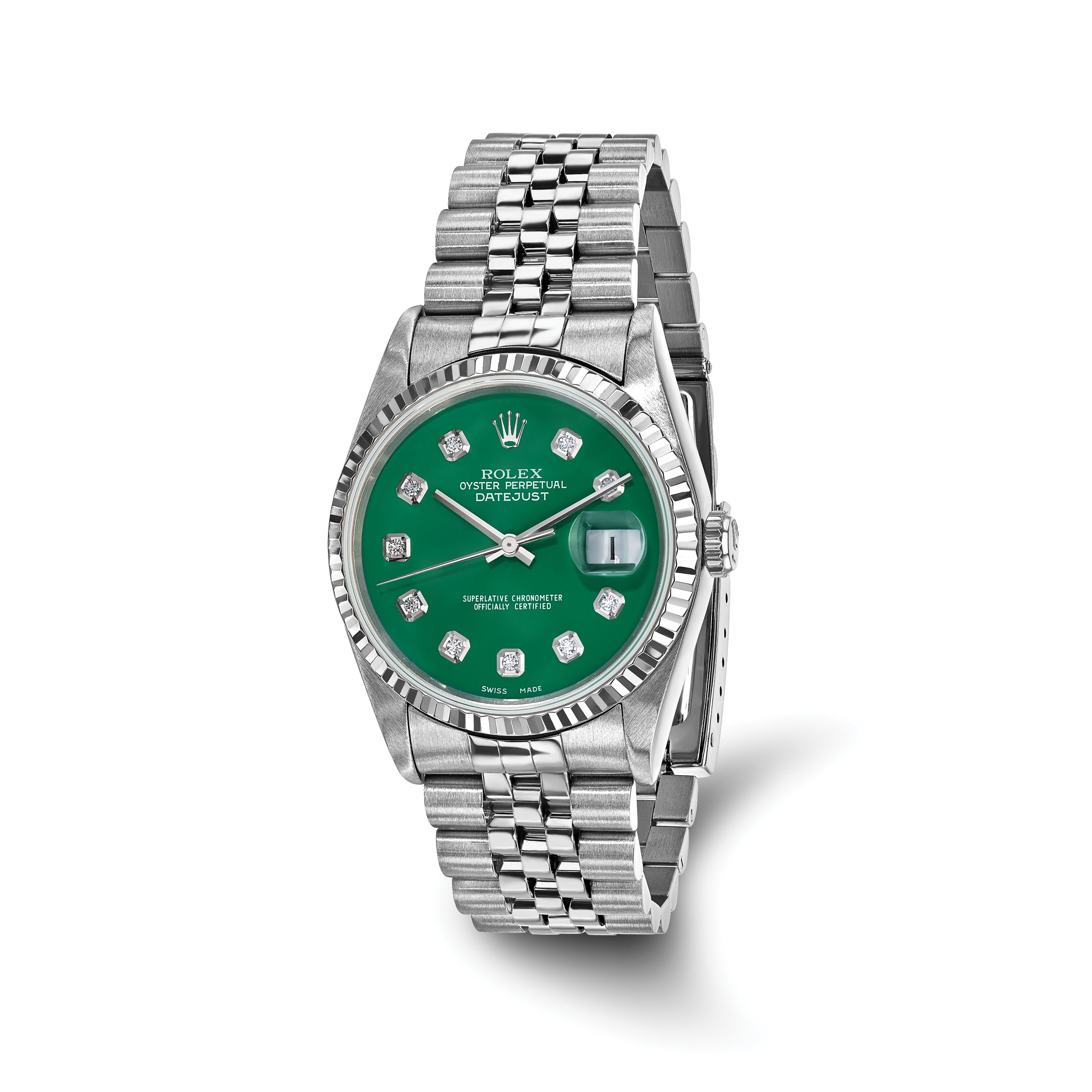 pre-owned rolex-independently certified steel 36mm jubilee - 10159grn