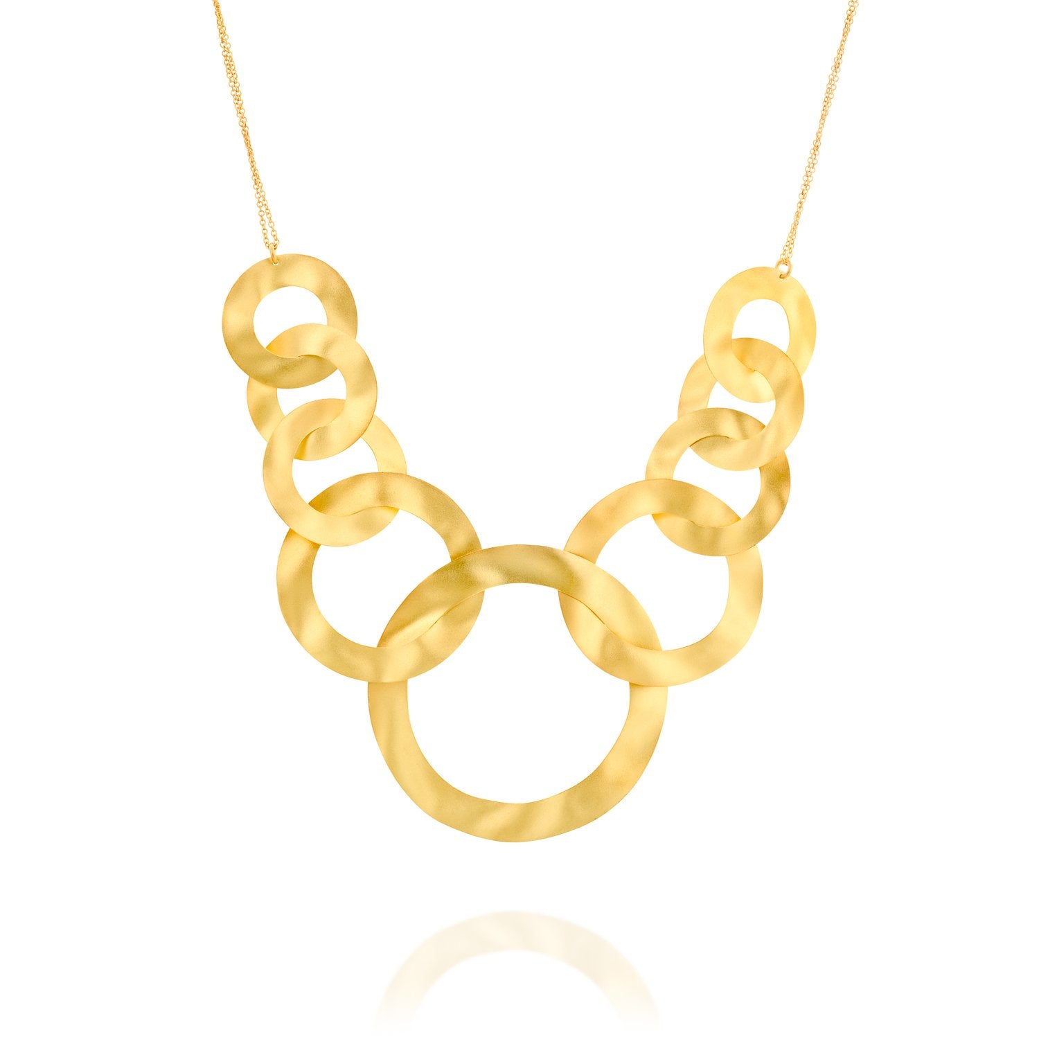 4246 - 14kt handmade yellow wavy matte & satin gold link necklace