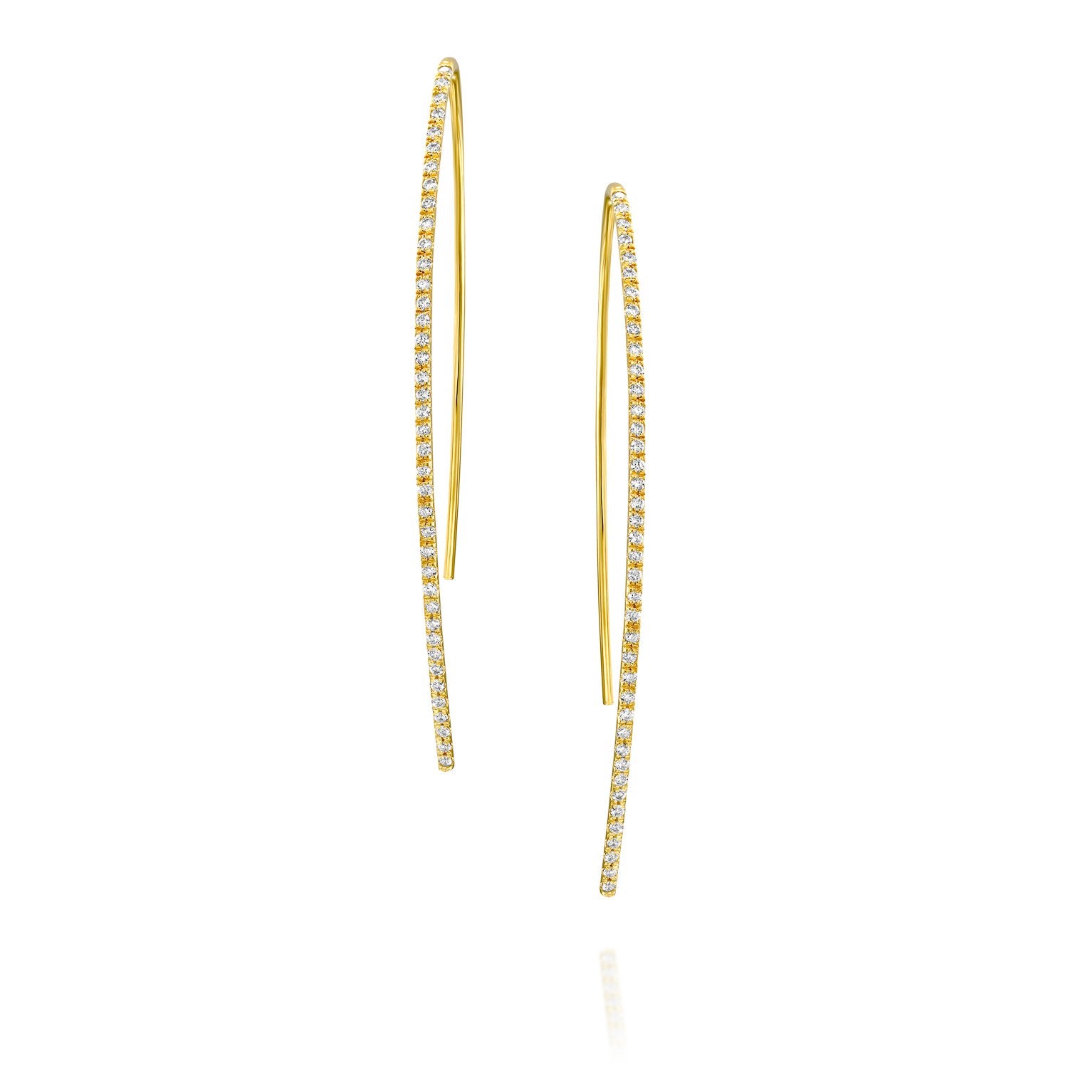 5130 - modern pave diamond bar earring in 14kt yellow gold
