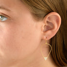 5510 - 14kt yellow gold pave the diamond front facing hoop drop earring