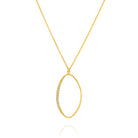 5745 - 14kt yellow matte oval encircled pave diamond necklace