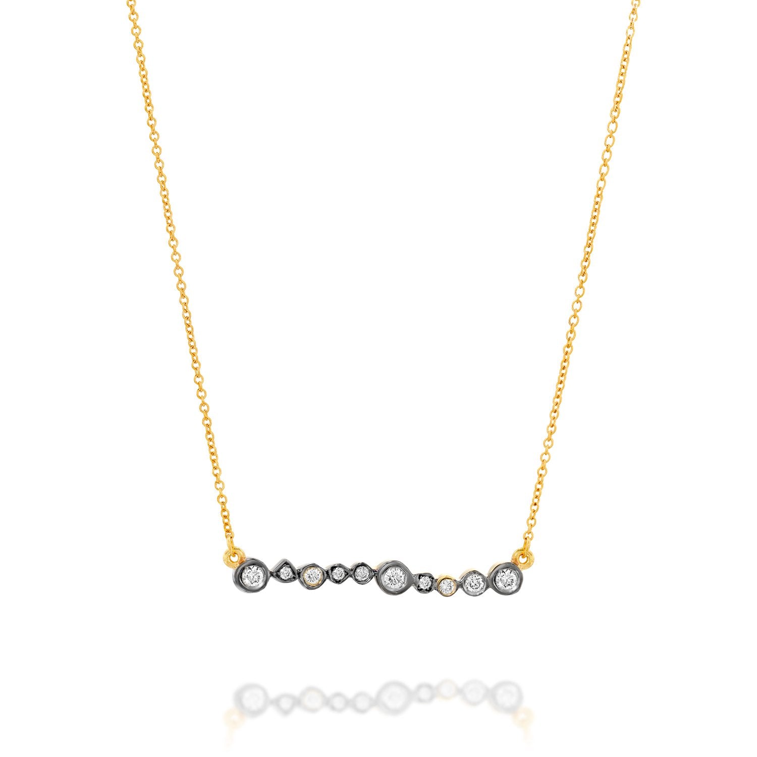 6603 - 14kt yellow gold diamond bar necklace with black rhodium