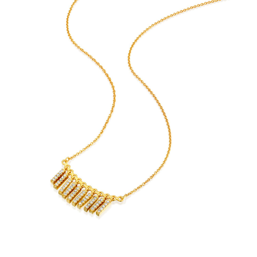 6687 - 14k yellow gold pave tassel necklace