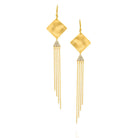 7454 - modern silky gold & pave diamond chain drop earrings in 14kt yellow  