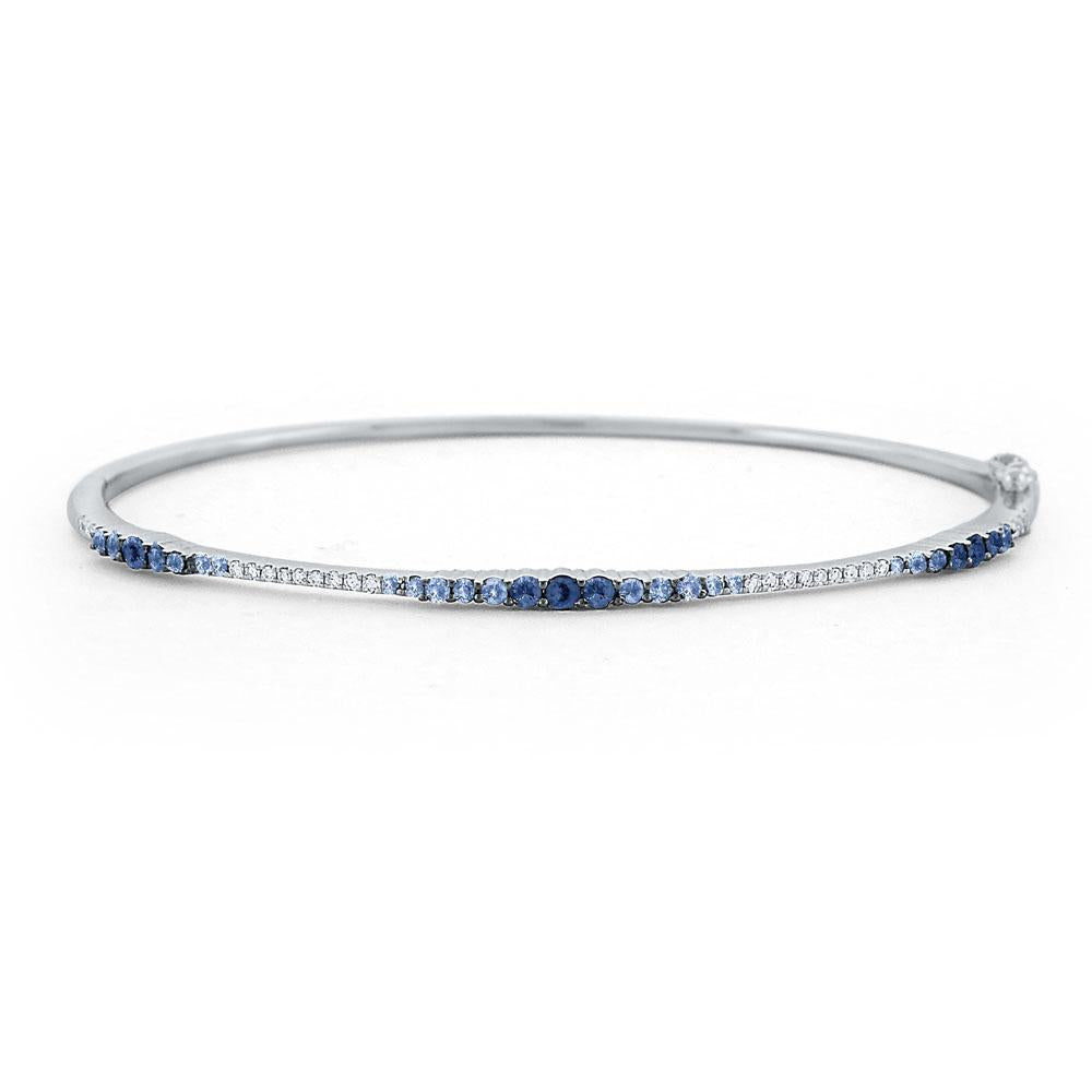 b7144 kc design blue sapphire & diamond ombré bangle set in 14 kt. gold
