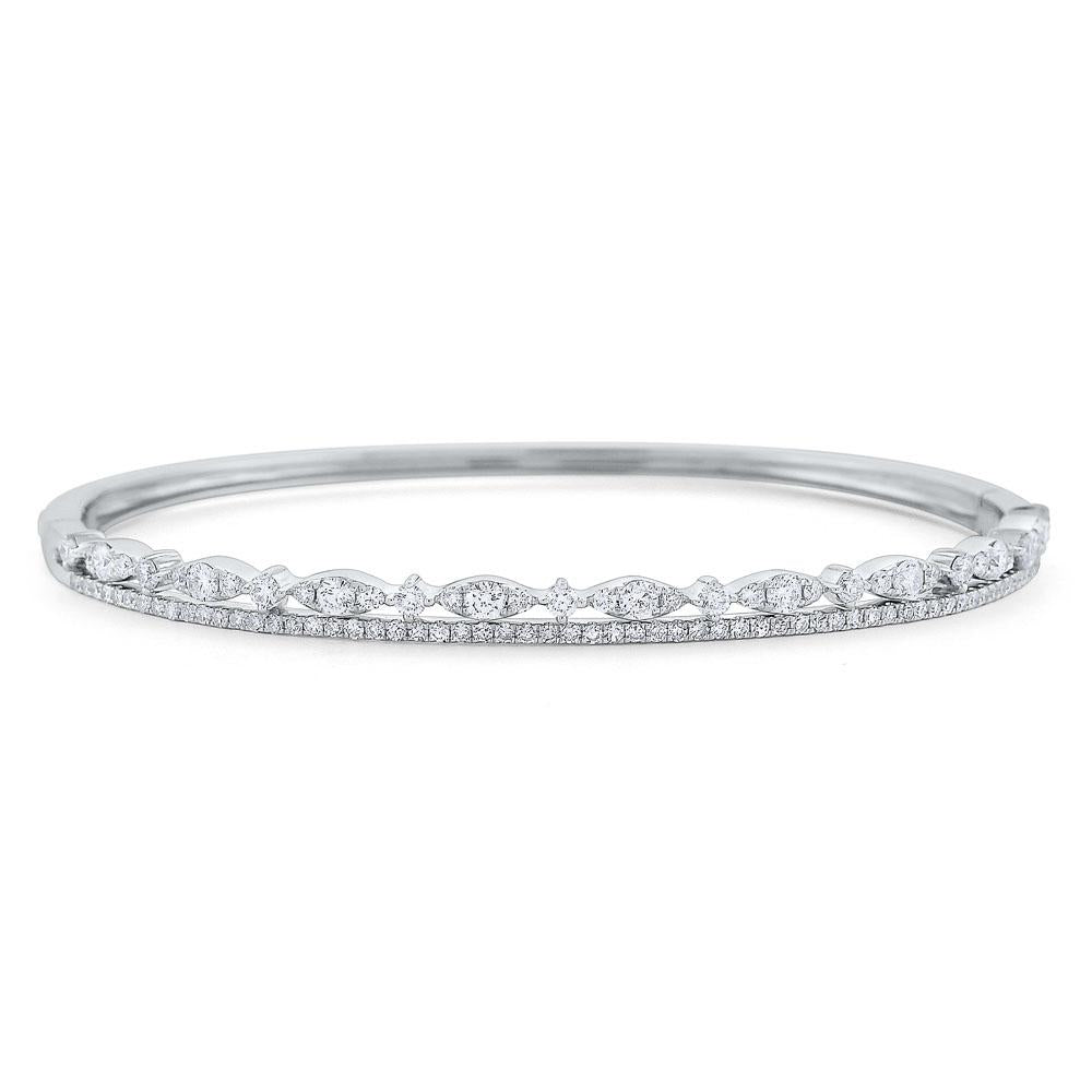 b7524 kc design diamond double line miracle marquise bangle set in 14 kt. gold