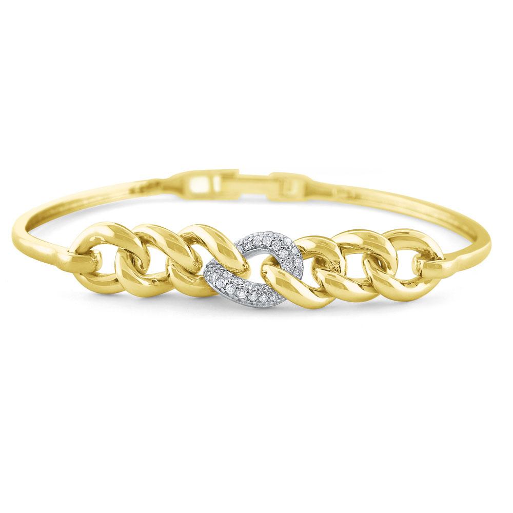 b7882 kc design 14k gold and diamond chain link flexible bracelet