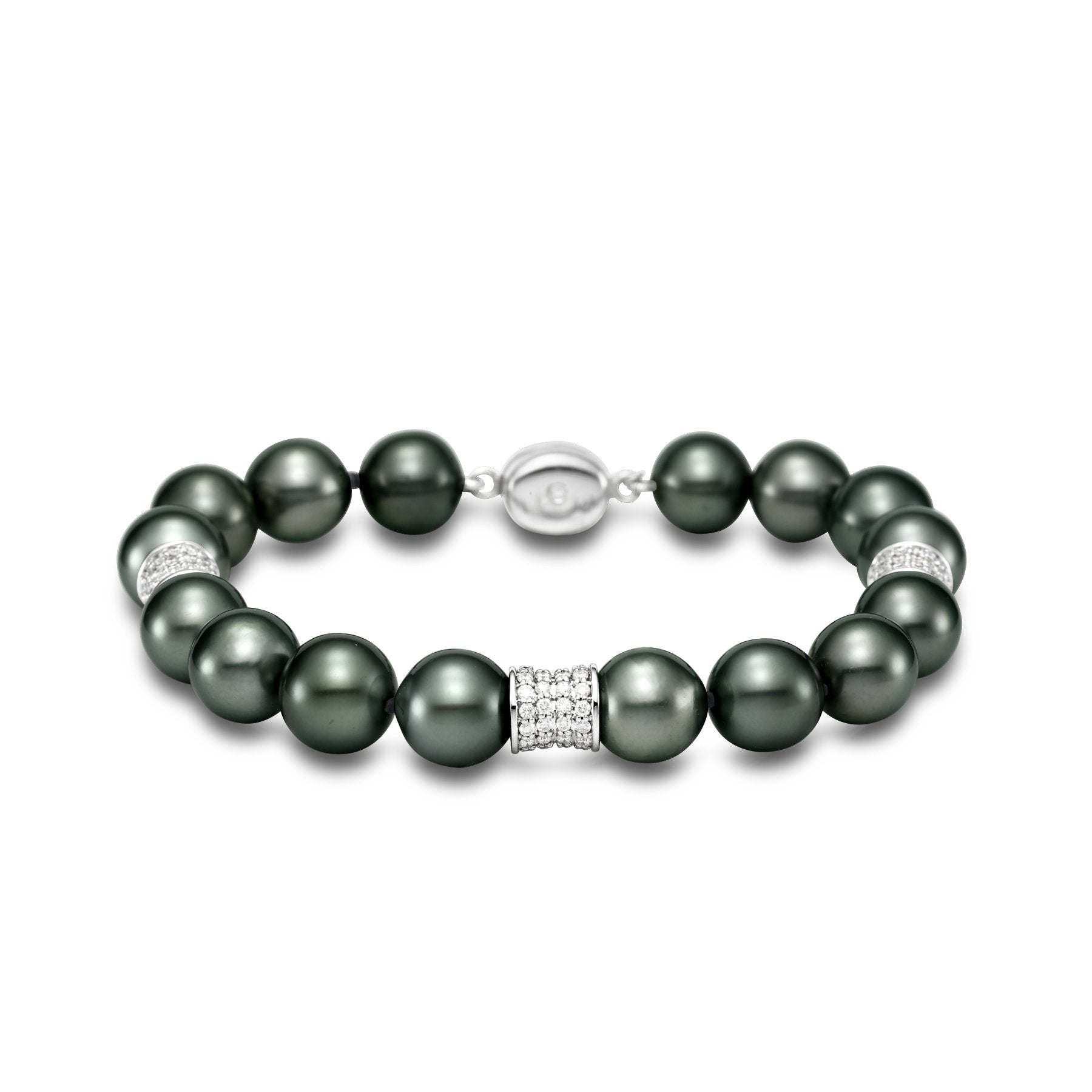 Tahitian pearl & diamond rondelle strand bracelet
