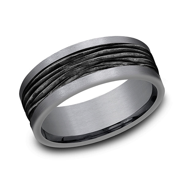 tantalum and black titanium comfort-fit design wedding band