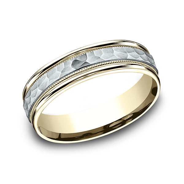 two tone comfort-fit design wedding band