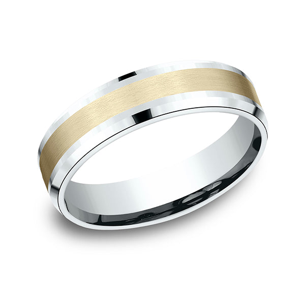 two tone comfort-fit design wedding band