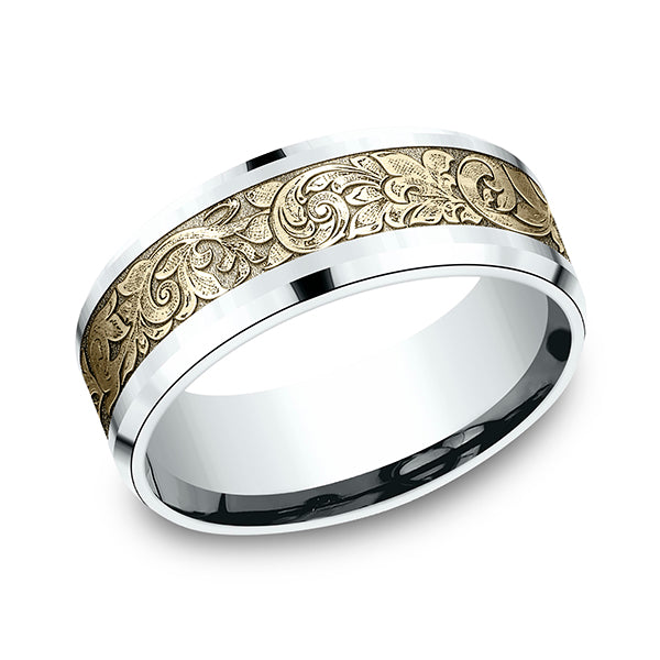 two tone comfort-fit design wedding ring