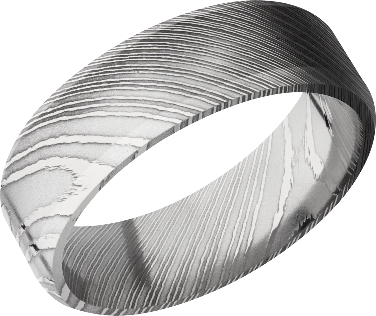 lashbrook damascus handmade 7mm damascus steel beveled band