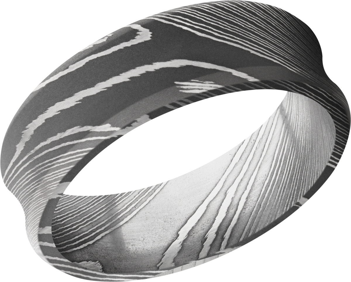 lashbrook damascus handmade 7mm damascus steel beveled band