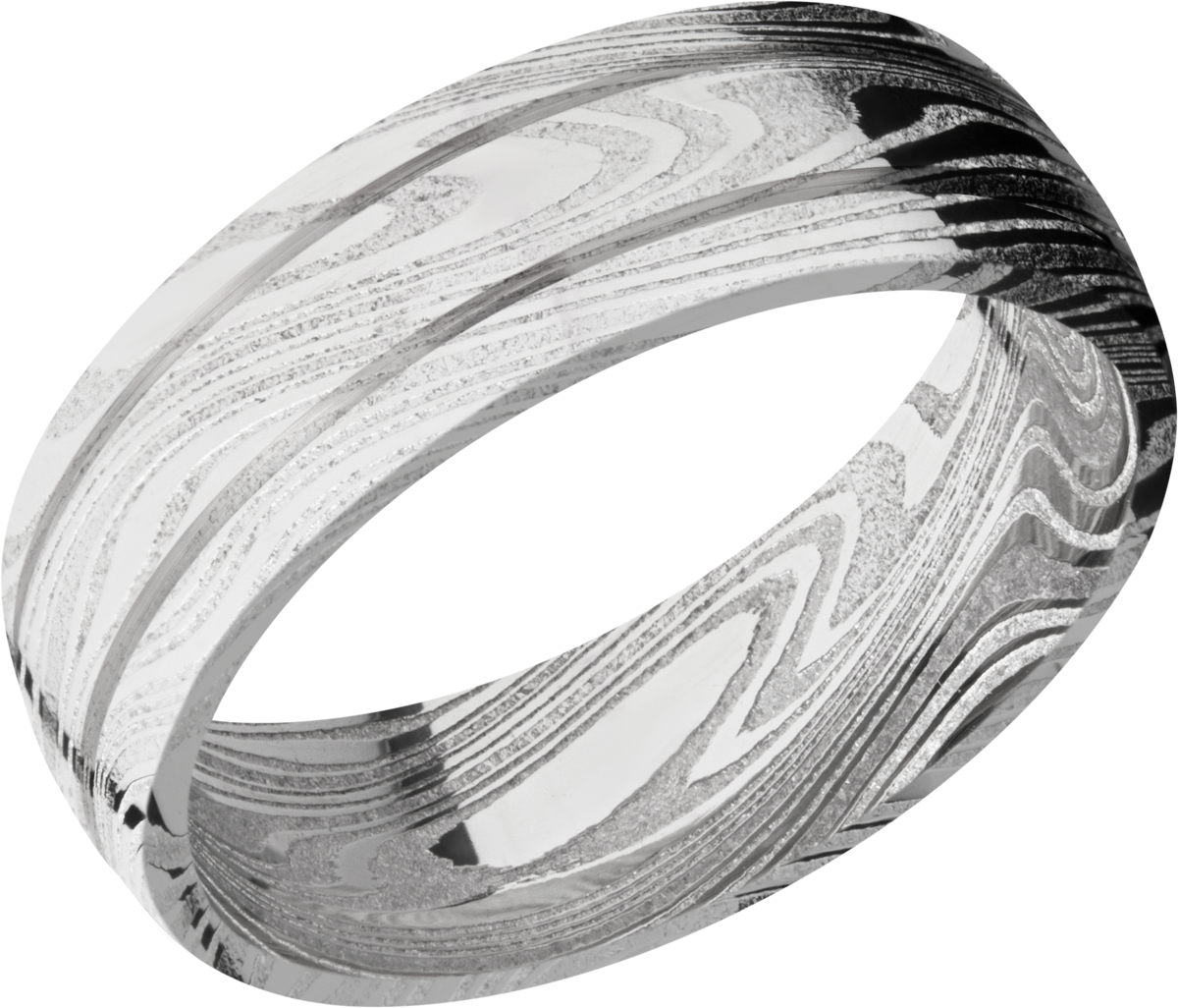 lashbrook damascus handmade 7mm marble damascus steel domed band